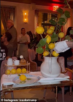 Ivanka dined on one of Casadonna's signature dishes – a dessert made to look like lemons on a tree, served tableside