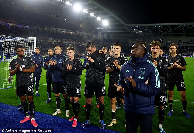 At Ajax the alarm bells are ringing and the players face the away fans at the end