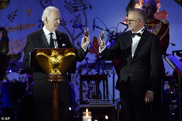 Prime Minister Anthony Albanese (on the right in the photo with Boe Biden) stood next to the American president during an extensive state dinner this week in his support for Israel