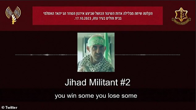 The show then played a recording of who they call “Jihad Militant #1” saying, “My God, what a huge mistake.  I fired our missile at our own hospital.”  Another militant replied, “It's okay, it doesn't matter.  Maybe we had some gays there.  That's life.  You win what you lose what'