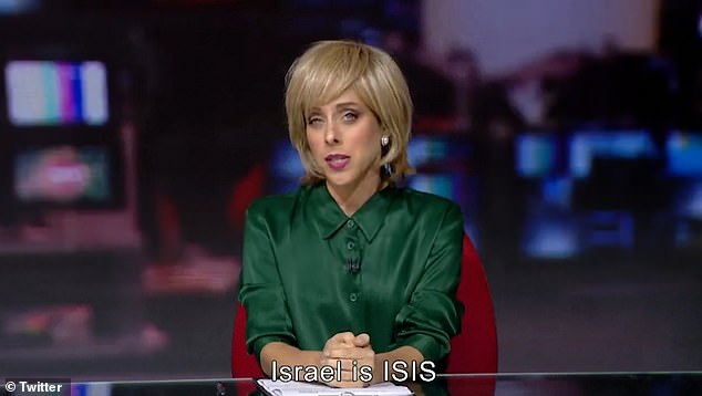 Newsreader Rachael ended her news broadcast with the words: 'Good night everyone and remember: Israel is ISIS'