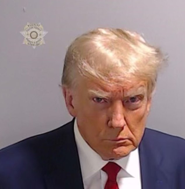 Donald Trump's mugshot.  The former president has used increasingly fierce rhetoric against his political enemies ahead of next year's elections