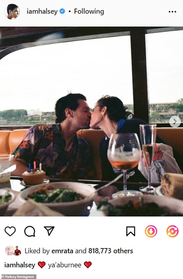 'Ya'aburnee': Halsey — who has 70 million social media followers — last posted about Alev on Valentine's Day when she shared an Instagram photo of them kissing