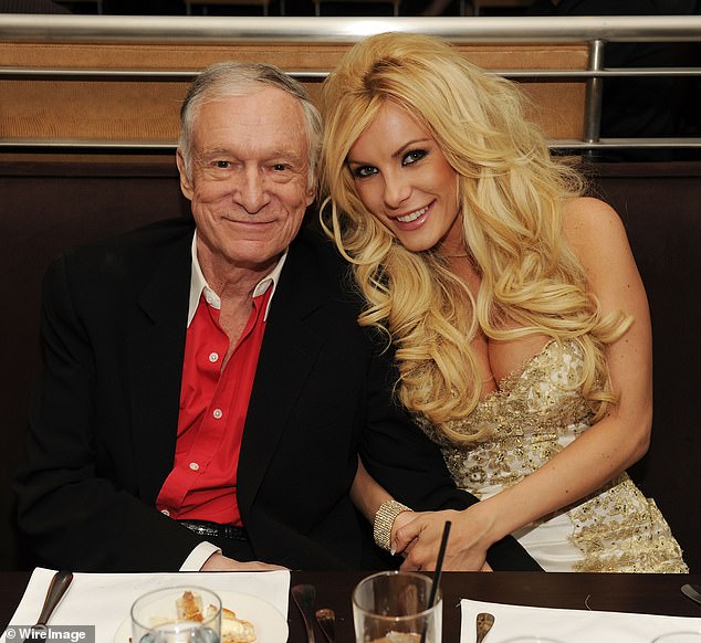 The model was married to Playboy mogul Hugh from 2012 until his death in 2017, pictured together in 2010.