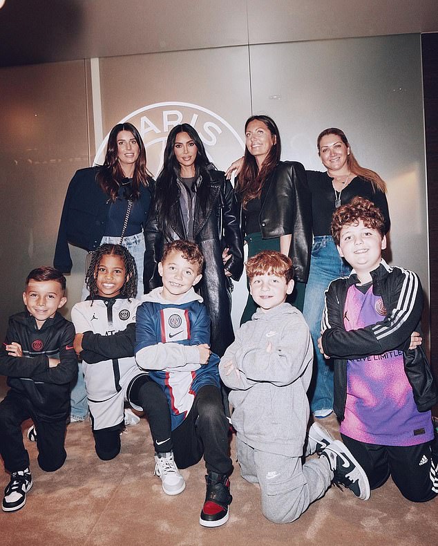 Kim Kardashian was joined by a gang of 'soccer mums' to watch them in London for Arsenal's Europa League match against Portuguese side Sporting CP