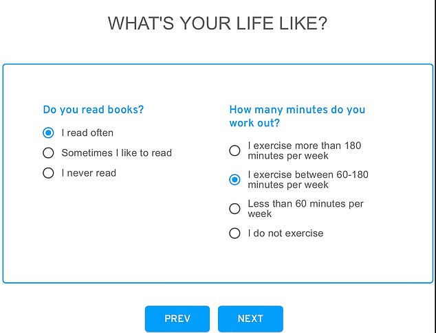 Other multiple-choice options cover the frequency of exercise, alcohol consumption, smoking and drug use – known factors that influence health