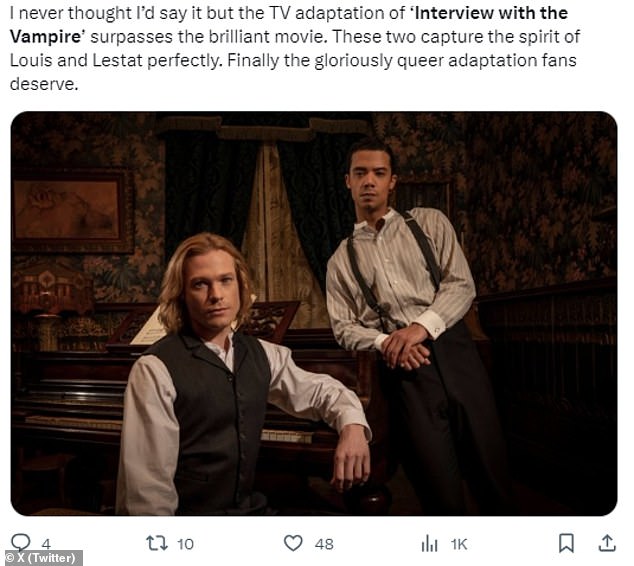 Pleasantly surprised: Fans of the macabre and gothic folklore, as well as Anne Rice enthusiasts, took to X, formerly Twitter, to share their thoughts on the BBC adaptation