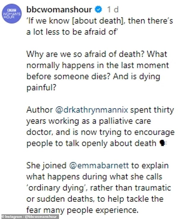 During the interview, Kathryn explained the process behind your last breath, including what happens to your body, which she compared to an 