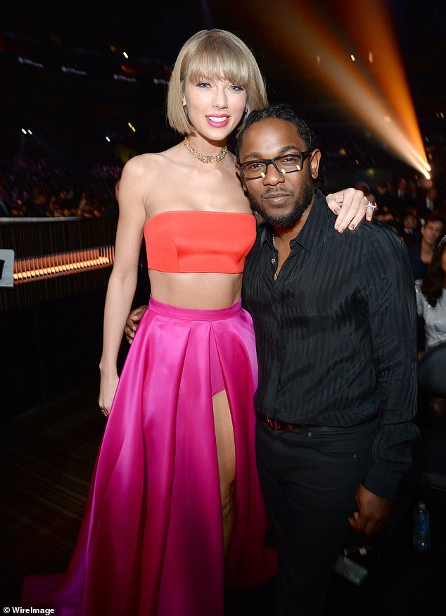 Teamwork!  Swift and Lamar pictured at the 58th Annual Grammy Awards