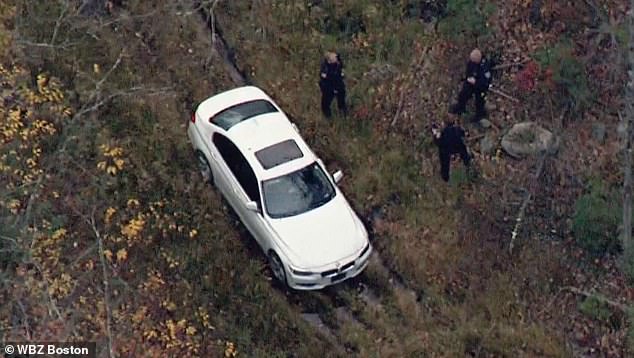 The 33-year-old veteran's white BMW sedan was found abandoned on a path in a wooded area not far from the family's hometown of Gardner