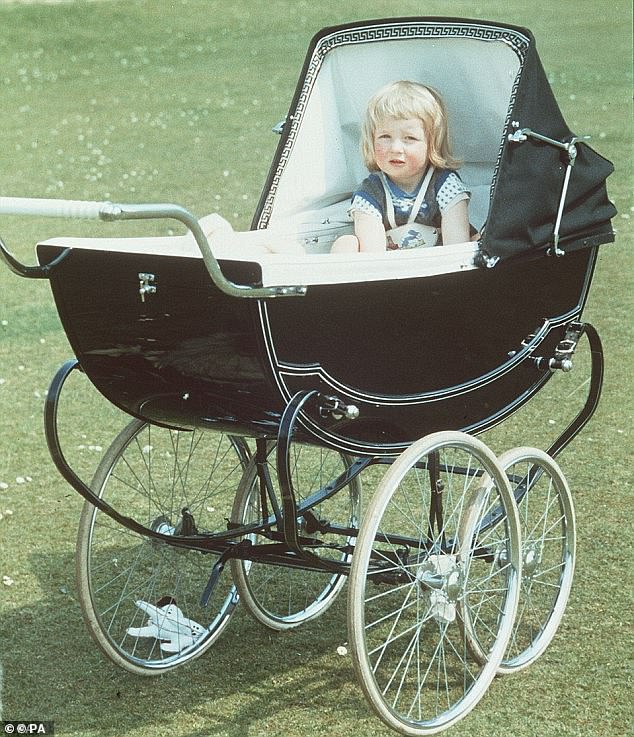 A photo from 1963 shows Prince William's mother, Diana, sitting in her buggy as a child in the grounds of Althorp in Northamptonshire