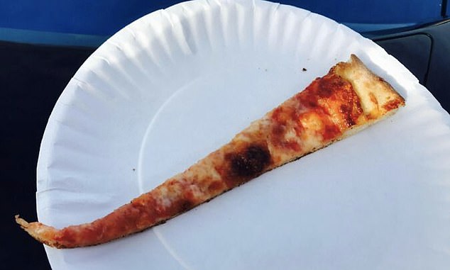 Elsewhere, another person was treated to an office 'pizza party', but the small slice of pizza left a lot to be desired