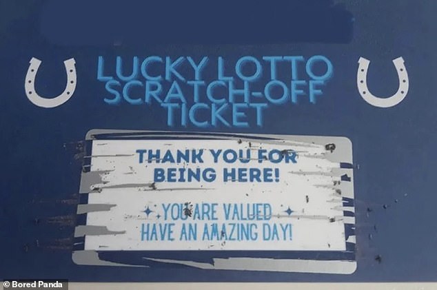 Another person received a 'lucky lotto scratch' card from his employer, just saying 'have a great day'