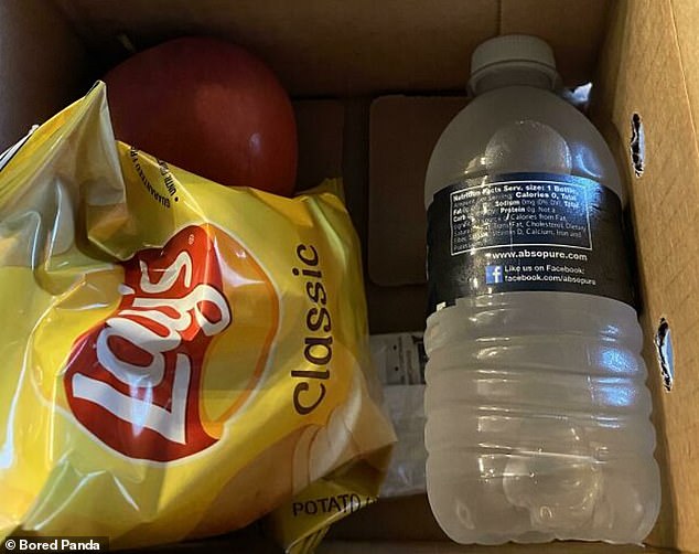 While this employee, who works in a student house in the US, was told she would get a 'free meal' from her boss, only to be given chips, an apple and water after a 12-hour shift