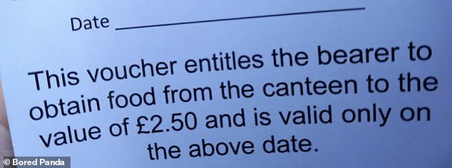 While another person, in the UK, was given a £2.50 canteen voucher as a thank you for his good work