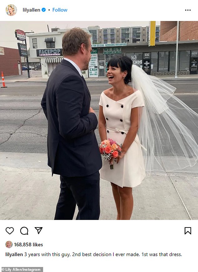 Milestone!  Last month, Lily celebrated her third wedding anniversary with David by posting one of the photos taken shortly after their surprise wedding at Graceland Wedding Chapel