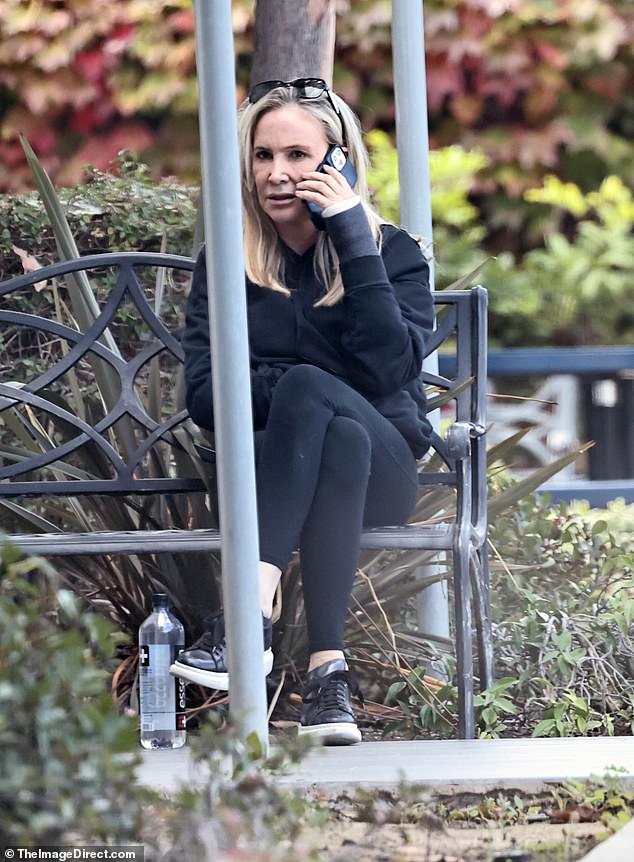 Casual: The 59-year-old Bravo TV personality — who is focused on getting healthy — was dressed in a black sweatshirt and black leggings during the solo outing