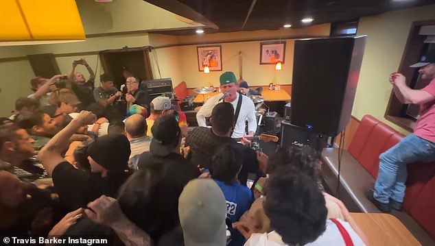 Staged: A fan video of the performance showed DeLonge interacting with a child actor, adding weight to rumors that a video would be made of the performance