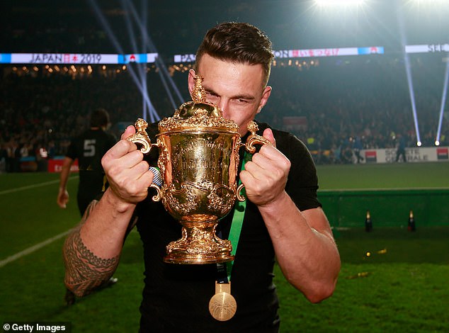 The Kiwis doubled their success, with Sonny Bill Williams pictured kissing the Webb Ellis Cup after victory in 2015