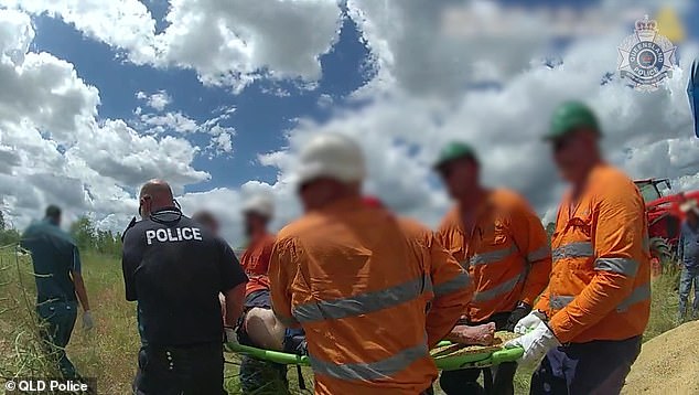 Mr Lawson was trapped in the silo for an hour and a half while more than a dozen rescuers tried various techniques to get him out.