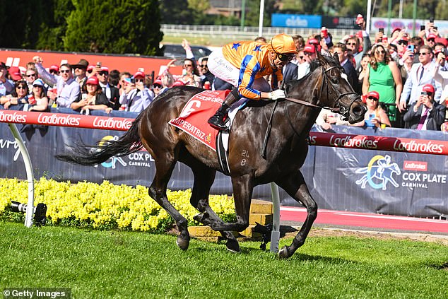 Opie Bosson rides Imperatriz to win Race 8, the Ladbrokes Manikato Stakes, during Melbourne Racing at Moonee Valley Racecourse