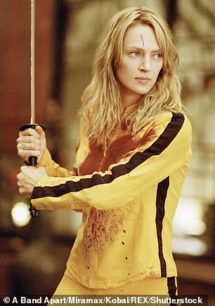 MGK was dressed as Uma Thurman's The Bride (pictured in the 2003 film)