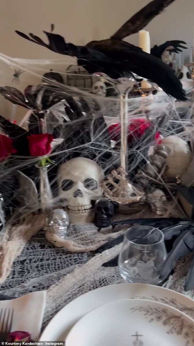 The star, who is pregnant, had already set a table with skulls