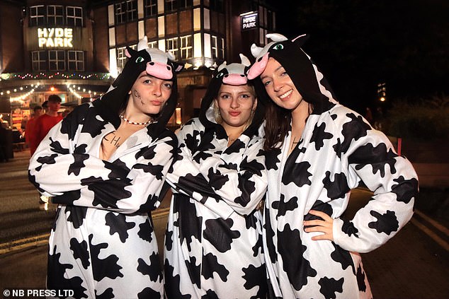 These three ladies decided to go out on a limb with their costume choices and went out like cows