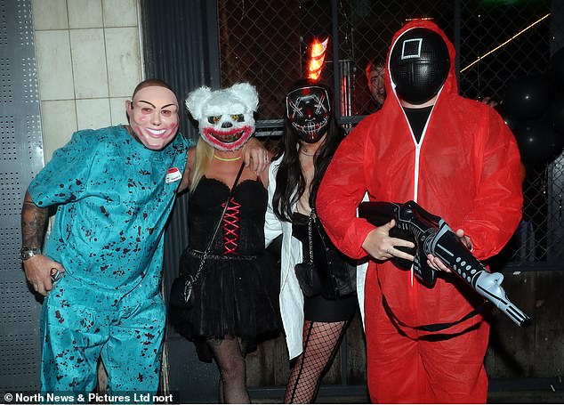 The clubbers took to the streets dressed up in a number of creepy outfits.