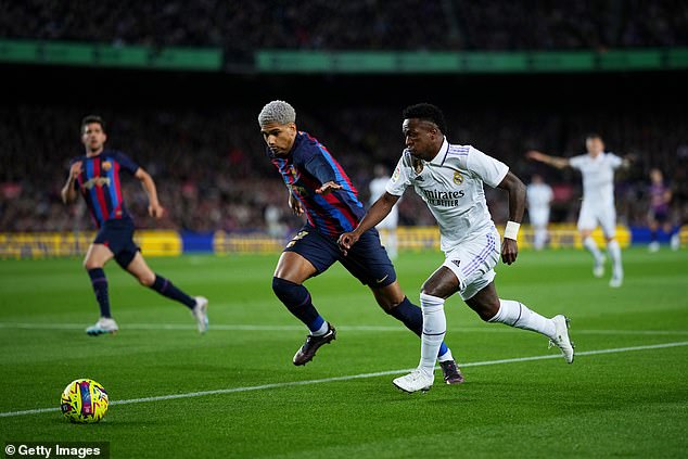 Vinicius will resume his battle with Barcelona's Ronald Araujo in the El Clasico on Saturday