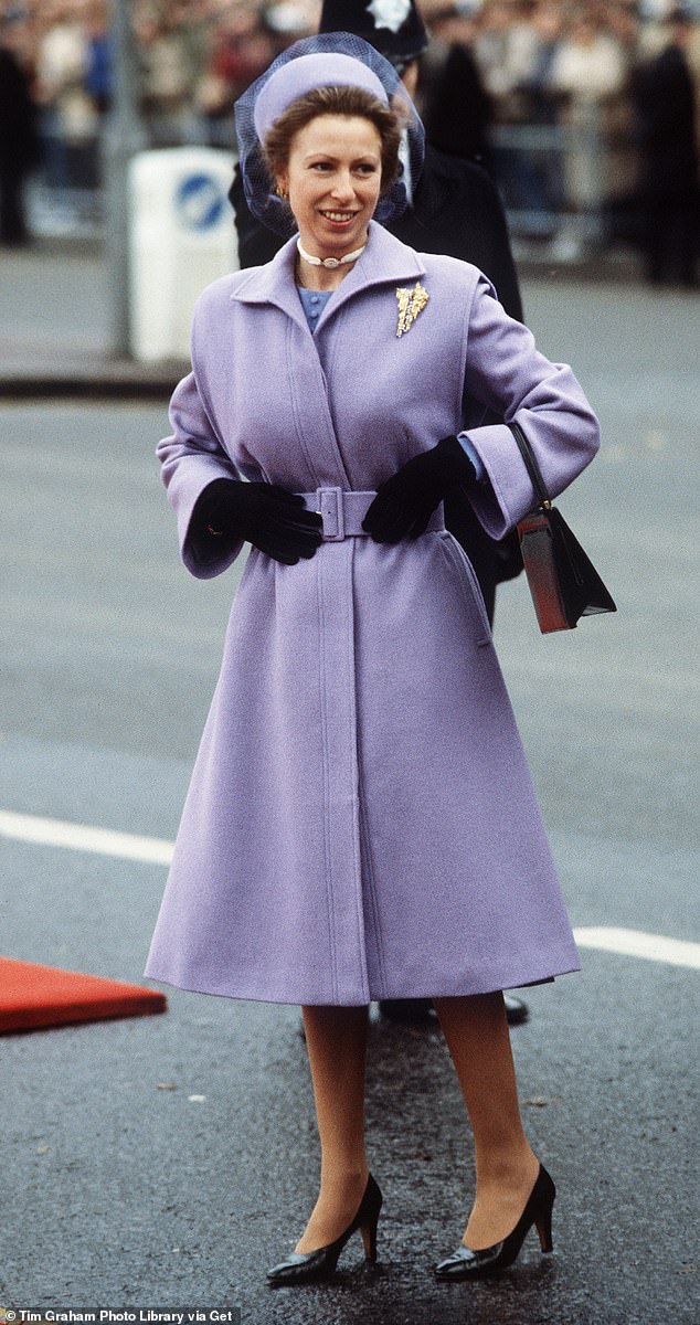 Princess Anne wears one of her favorite recycled coats during a state visit to London in November 1982