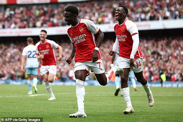 Eddie Nketiah (right) is among the big favourites, while Bukayo Saka is also thrown into the mix