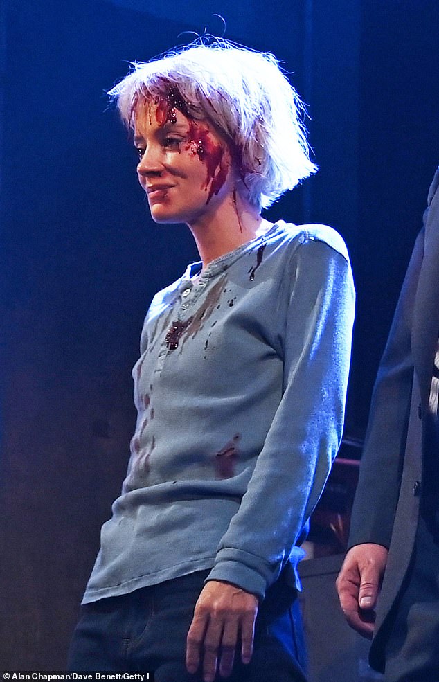 A source told The Sun: 'While in London for the Pillowman, David was spotted performing in July before Lily was left alone' (pictured in the show)