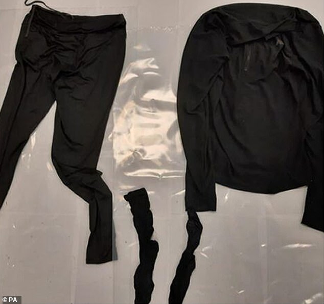 Clothing recovered from Hunt, who was today convicted in court of being the 'Somerset Gimp'