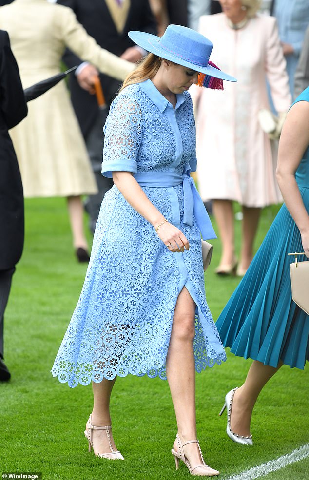 Princess Beatrice stuns at Royal Ascot in 2019 in a £315 pale blue lace Maje dress