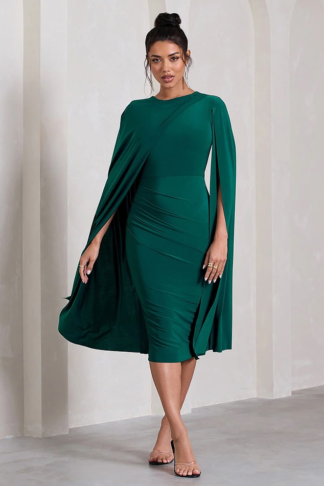 This £65 Club L London piece, with a matching draped cape across the chest and shoulder, is the perfect dupe for Meghan's ensemble