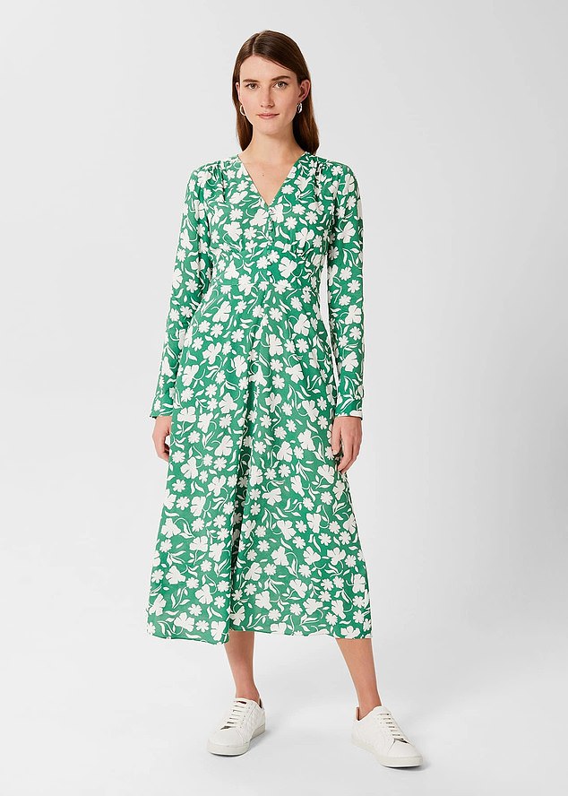 This £99 Hobbs dress is printed in the same way as Sophie's white floral dress - for a fraction of the price