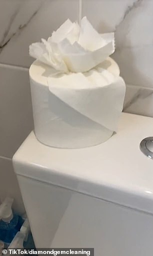 The TikToker panned the camera and the room to show how she left the toilet roll behind