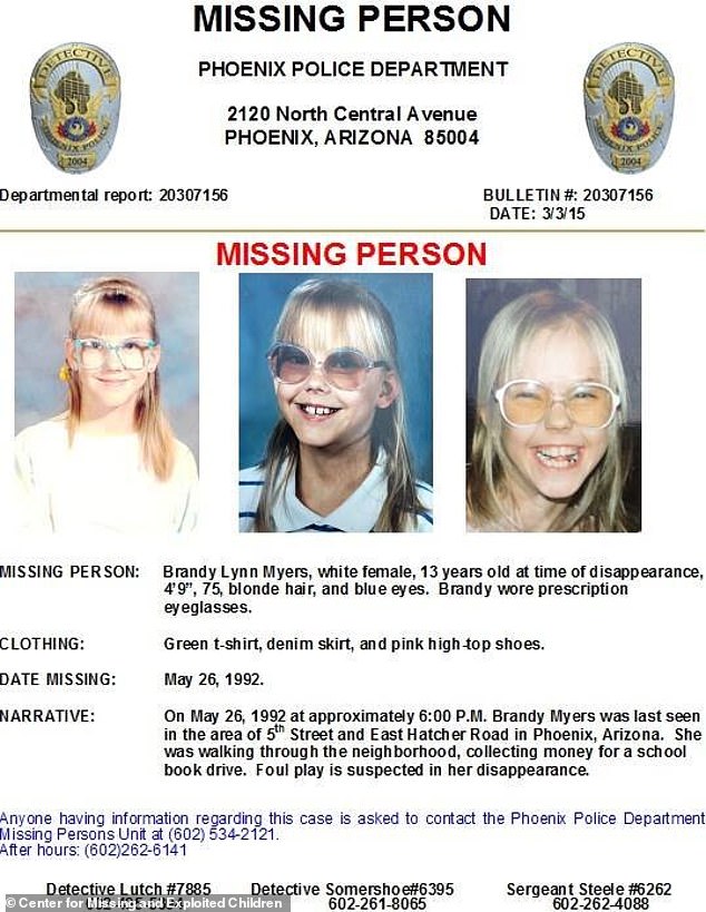 Brandy's body has never been found and there is no physical evidence linking Miller to her disappearance.  Authorities point to an interview Miller's ex-wife had with an FBI agent and a Phoenix police detective in which she told authorities he admitted to killing a teenager matching Brandy's description