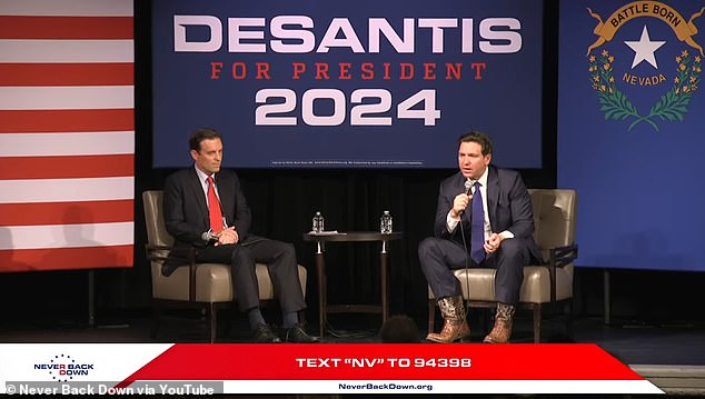 DeSantis sat down with former Nevada Attorney General Adam Laxalt for a breakfast chat with Republicans on Saturday — before speaking at the Republican Jewish Coalition Annual Leadership Summit on the Las Vegas Strip