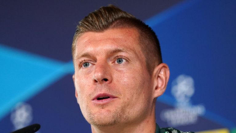 Toni Kroos of Real Madrid during a press conference at the Ciudad Real Madrid Training Center, Madrid.  Date of photo: Monday May 8, 2023.