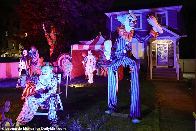 Clowns have occupied the lawn of someone's home in Hackensack New Jersey