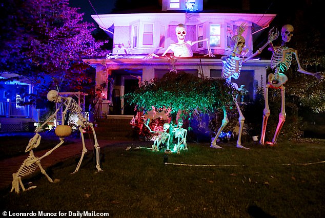 A creative resident has transformed their lawn into a scene from a horror movie