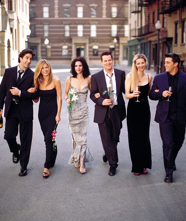 Matthew starred as Chandler Bing in Friends from 1995 to 2004 alongside David Schwimmer, Jennifer Aniston, Courteney Cox, Lisa Kudrow and Matt le Blanc (left-right)