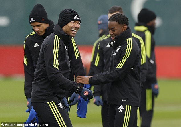 Elanga named Casemiro (left) as one of the players he learned from while playing for United