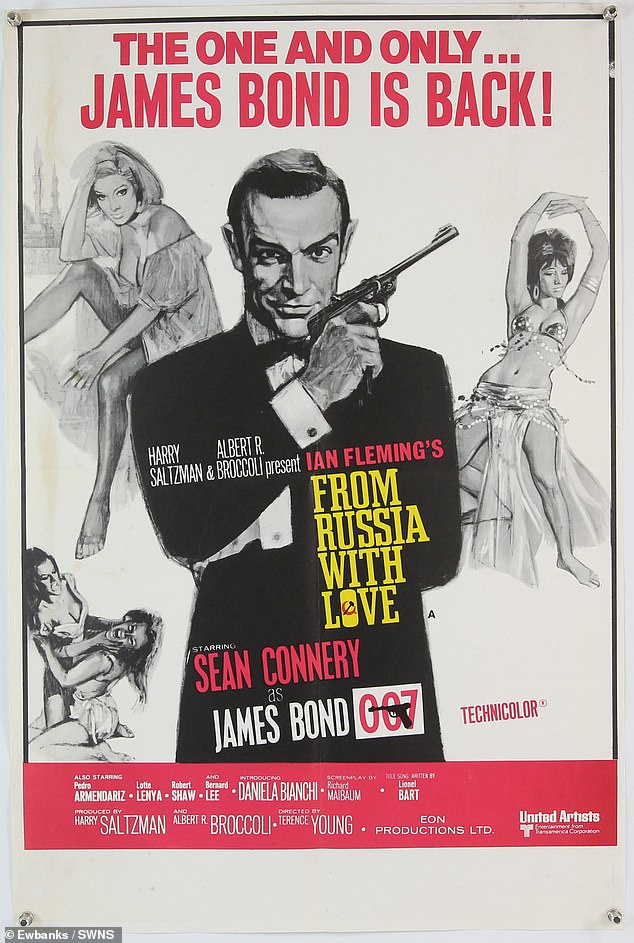 A poster of 'From Russia with Love' from 1963 - Sean Connery's second role as an MI6 agent