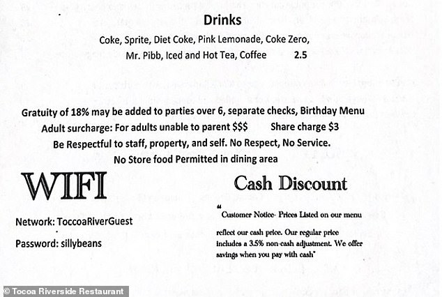 The menu states an 'adult supplement' for 'adults who are unable to parent'