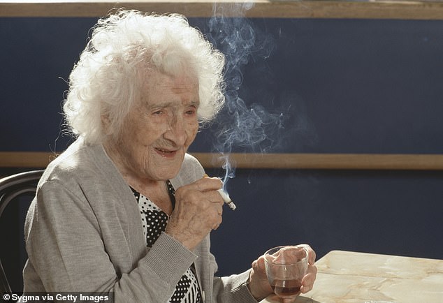 Jeanne Calment died in 1997 at the age of 121, saying she ate a lot of chocolate, drank red wine and smoked.