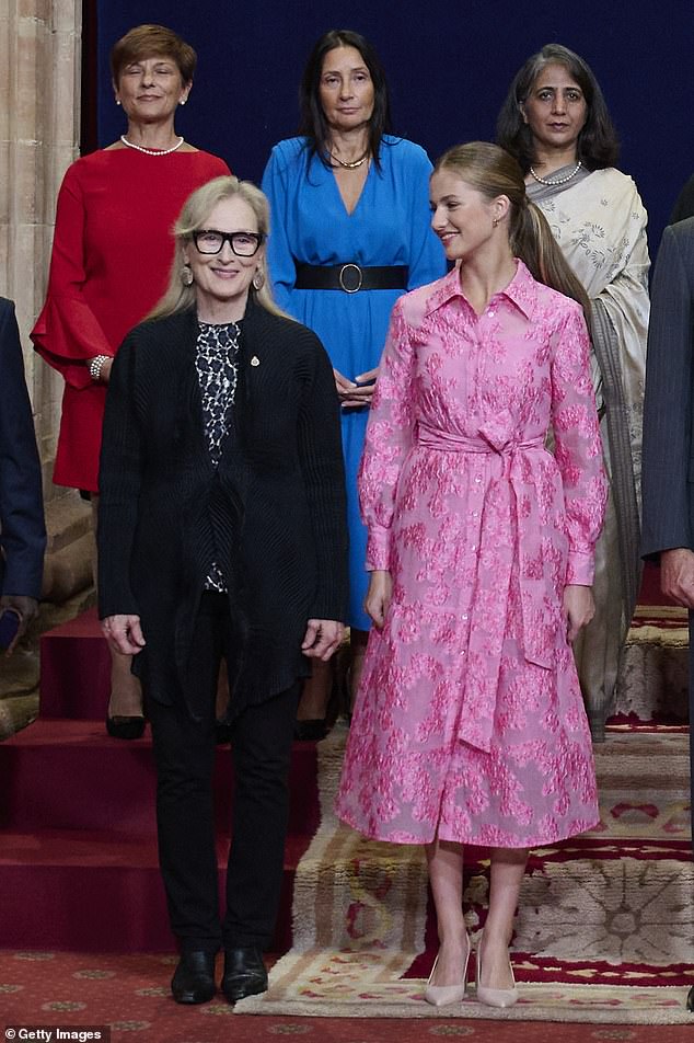 Princess Leonor smiles at Meryl Streep during this year's Princess of Asturias Awards