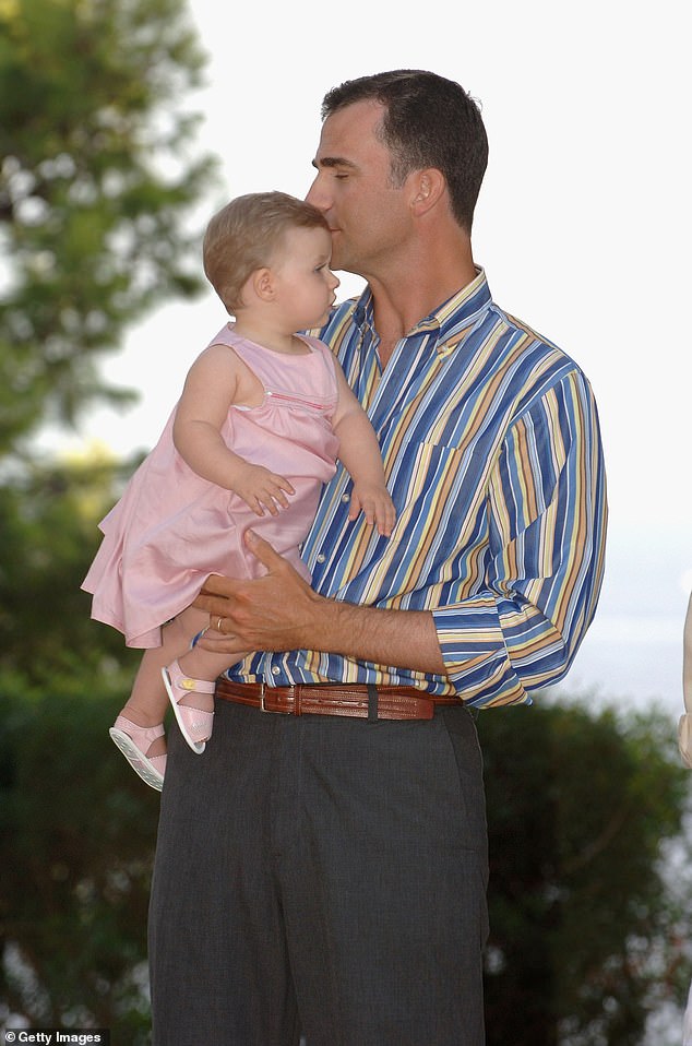 King Felipe with his daughter Princess Leonor during their summer holiday in 2006